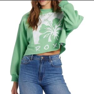 Roxy morning hike graphic cropped sweatshirt